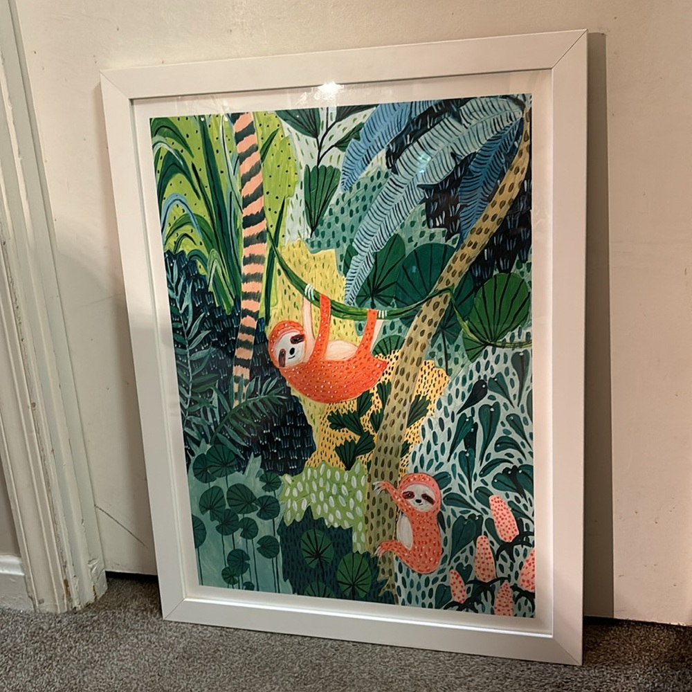 🦥 UO Ambers Textiles Jungle Sloth Art Print 18x24 - Picture 8 of 9